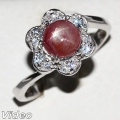 Feiner 925 Silber Ring mit echtem 1.85 ct Mosambik Red Star Stern Rubin GR 56