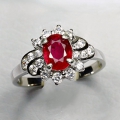 Enchanting 925 Silver Ring with Mozambique Ruby, SZ 8.5 (Ø 18.5 mm)