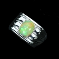 Bezaubernder 925 Silber Ring mit Äthiopien Opal, GR 59,5 (Ø19 mm)