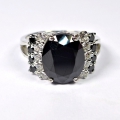 Fascinating 925 Silver Ring with Black Spinel, Size 7.25 (Ø 17.2 mm)