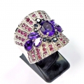 Bild 3 von Excellent 925 Silver Ring with Uruguay Amethyst, Ruby & Sapphire Gemstones
