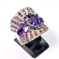 Bild 3 von 925 Silber Ring mit Uruguay Amethyst, Rubin & Saphir GR 54,5 (Ø 17,5mm)