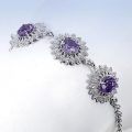 Zartes 925 Silber Armband mit echten Amethyst Edelsteinen, 180 mm