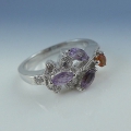Sehr schöner feiner 925 Silber Ring mit Amethyst & Saphir Edelsteinen  GR 57