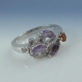 Sehr schöner feiner 925 Silber Ring mit Amethyst & Saphir Edelsteinen  GR 57