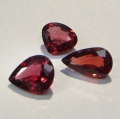 3.85 ct. 3 beatiful red purplish 7 x 6 to 6 x 8.5mm Madagaskar Rhodolite Garnet Pears