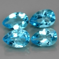 6.22 ct. 4 Stück zauberhafte natürl. Swiss Blue Topas Tropfen aus Brasilien