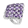 Toller 925 Silber Ring mit Brasilien Amethyst Edelsteinen GR 54,5 (Ø17,5 mm)