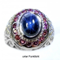 Antikstyle 925 Silver Ring with Blue Star Star Sapphire, Z 9.25 (Ø 19.2 mm)
