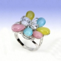 TOP DESIGN!! 925 Silber Ring mit  Synthetischen Mondstein Katzenaugen GR 58,5