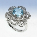 925 Silber Blumen Ring mit echten Sky Blue Topas Edelst. aus Brasilien GR 53,5