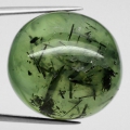 66.55ct. Riesiger ovaler 24.7 x 23 mm  Nigeria Prehnit mit Turmalin Rutilnadeln