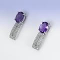 Bild 1 von 925 Silber Ohrstecker mit echten Bolivien Amethyst Edelsteinen