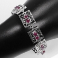 Wunderschönes 925 Silber Armband mit echten Mosambik Rubin Edelsteinen