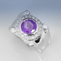 925 Silber Ring mit echtem Violetten Brasilien Amethyst GR 56  (17,8)