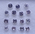 0.98 ct. 15 Stück unbeh. hell violette runde 2.5 mm Brillantschliff Burma Spinelle