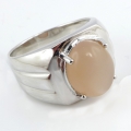 925 Silver Ring with genuine Indian Moonstone SZ 7.25 (Ø 17,7 mm)