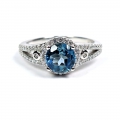 Beautiful 925 silver ring with 6.0 mm London Blue Topaz, size 56.5 (Ø 18 mm)