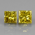0.28 ct. Noble Pair of Fancy Yellow 2.7 & 2.8mm Princess-Cut Diamonds, SI-1