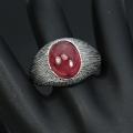 Bild 3 von 925 Silver Ring with natural. Mozambique Cabochon Ruby Size 9 (Ø 19 mm)