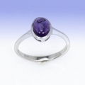 Zarter 925 Silber Ring mit Bolivien Cabochon Amethyst GR 55 (Ø 17.7 mm )