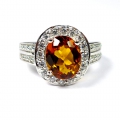 925 Silver Ring with Orange and Yellow Brazil Citrin GR 53.5 (Ø 17 mm)
