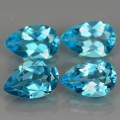 6.07  ct.  4 Stück wunderschöne 8 x 6 mm Swiss Blue Topas Tropfen aus Brasilien