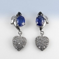 Zauberhafte 925 Silber Ohrstecker mit echten Royalblauen Saphir Edelsteinen