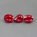 4.86 ct. 3 pieces Top Red genuine Mozambique Ruby, Oval & Pear Facet