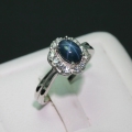 Bild 2 von 925 Silver Ring with dark Blue Star Sapphire, SZ 7.5 (Ø 17.8 mm)