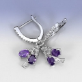 Elegantes Paar 925 Silber Ohrstecker mit Brasilien Amethyst Edelsteinen