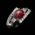 925 Silver Ring with Mozambique Star Ruby GR 54 (17.2mm)