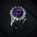 Bild 2 von 925 Silber Ring mit Brasilien Cabochon Amethyst, GR 60 (19,2 mm)