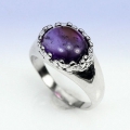 925 Silber Ring mit großem 10 x 8 mm Bolivien Amethyst GR 54 ( Ø 17,2 mm)