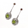 Bild 2 von 925 Silver Stud Earrings with Peridot & Spessartine Garnet Gemstones