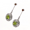 Bild 2 von 925 Silber Ohrstecker mit Peridot & Spessartin Granat Edelsteinen