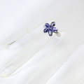 Bild 3 von Fine 925 Silver Flower Ring with genuine Tanzanite Gemstones SZ 7 (Ø 17.5mm)