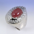 Gorgeous 925 Silver Ring with genuine 9 x 7 mm Mozambique Cabochon Rubin SZ 7.25