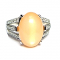 925 Silver Ring with oval India Moonstone, Size 8 (Ø18 mm)