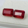 Bild 1 von 3.95 ct. Perfektes Paar 8 x 5.5 mm Mosambik Oktagon Rubin Edelsteine