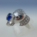 925 Silber Elefanten Ring mit echtem Saphir & Spinell Edelsteinen GR 56
