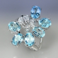 925 Silber Ring mit echten Sky Blue Brasilien Topas Edelst. GR 54,5  (Ø17,5 mm)