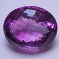 70.50 ct ! Gigantischer augenreiner ovaler 27.9 x 22.7mm Bolivien Amethyst im Checkerboard Schliff