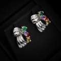 Bild 3 von Chic Pair of 925 Silver Studs Earrings with natural Emerald & Sapphire Gemstones