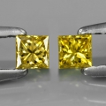 0.29 ct. Noble Pair Fancy Yellow 2.9mm Princess Cut Diamonds, SI-1