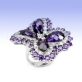Big heavy 925 Silver Ring with white & Intensive Violet Zirconia SZ 7.5 Ø 17,8mm)