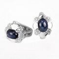 Bild 2 von Fine 925 Silver Earrings with genuine Dark Blue Star Sapphire Gems