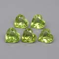 2.05 ct 5 pcs 4.8 - 5mm Heart Natural Untreated Green Peridot