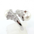 Bild 3 von Elegant 925 Silver Ring with 2 Freshwater Pearls, Size 9.5 (Ø 19.5 mm)