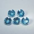 7.15 ct. 5 pieces  blue round 6 mm Brilliant Cut Cambodia Zircons